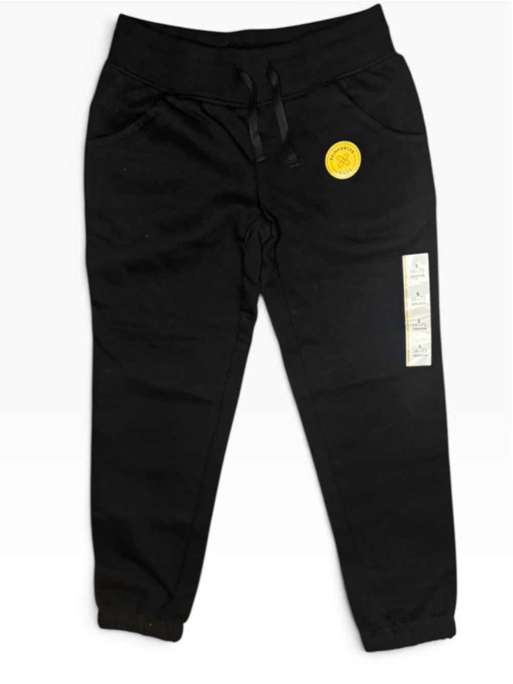 Boys Cat & Jack Joggers Size 6/7 Black Reinforced Knee Sweatpants